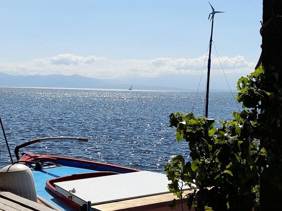 Close-up of modern small fishing boat and the sea in the background from Stefanos Kaneletis